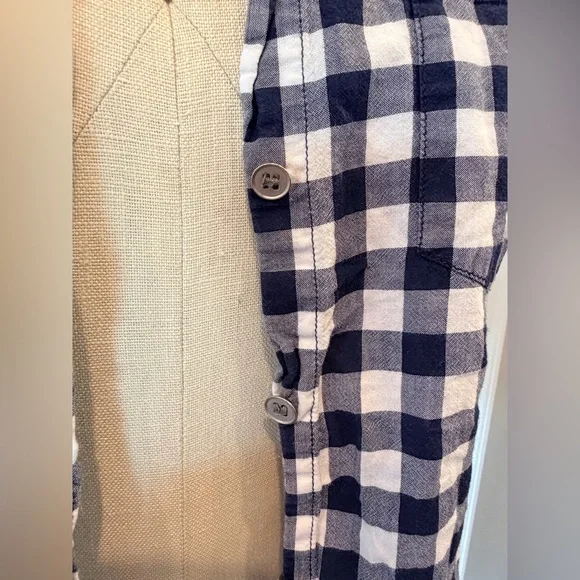 Navy White Gingham Button Down Shirt XS Relaxed Fit Cotton Preppy J.Crew - Picture 7 of 10